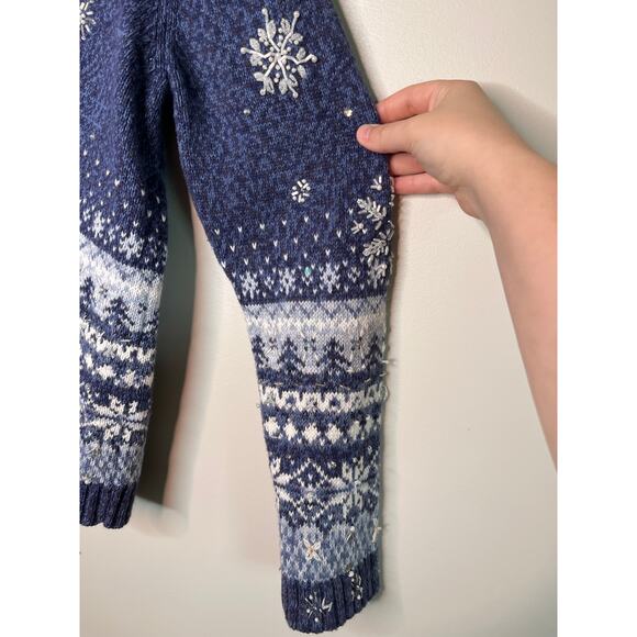 2000s Heirloom Collectibles Snowflakes Winter Fair Isle Christmas Cardigan M - Picture 4 of 5